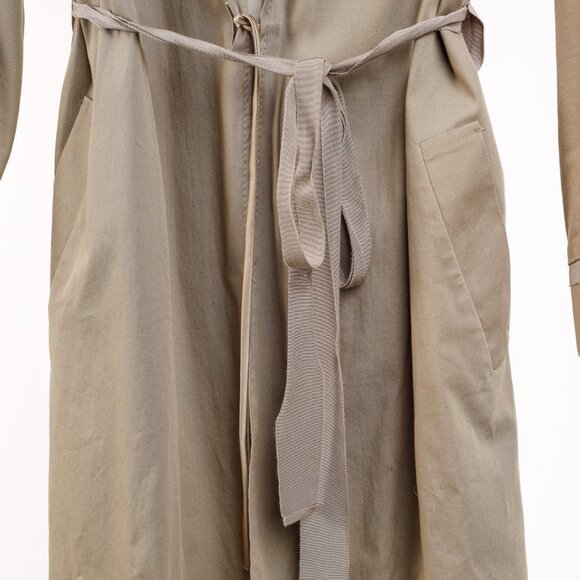 Sharon Wauchob Khaki Cotton Twill Tie-Waist Coat - Picture 6 of 11